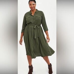 Torrid Midi Rayon Belted Shirtdress Sz:1